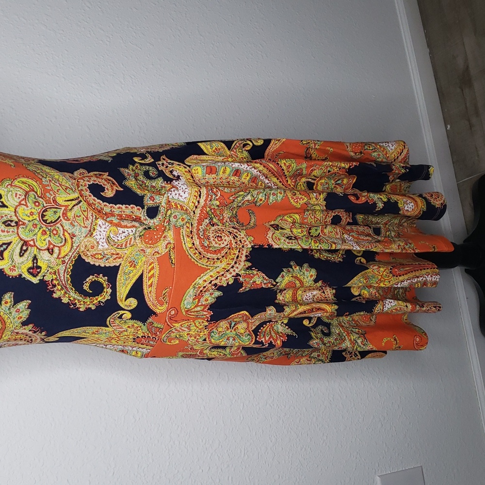 Lauren Ralph Lauren Fit and Flare Paisley JerseyKnit Midi Dress Size S Petite - Picture 3 of 15